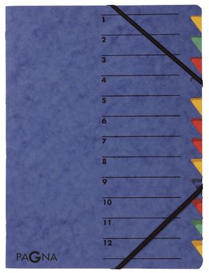 Pagna® 24131-02 Ordnungsmappe EASY - 12 Fächer, A4, Pressspan, 265 g/ qm, blau