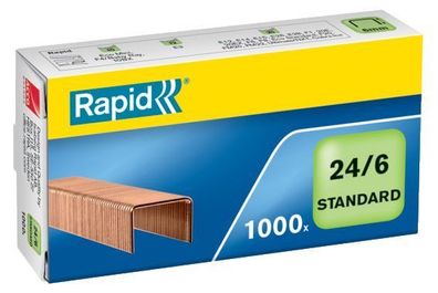 Rapid 24855700 Heftklammern 24/6mm Standard, verkupfert, 1000 Stück