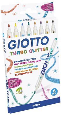 LYRA 4258 00 Faserschreiber Giotto Turbo Glitter - 8 Farben sortiert