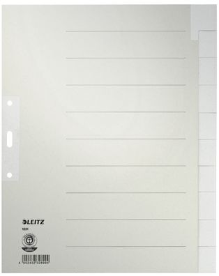 Leitz 1221-00-85 1221 Register - Tauenpapier, blanko, A4 Überbreite, 10 Blatt, grau