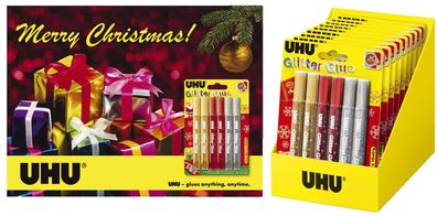 UHU® 39040 Young Creativ' Glitter Glue - 6 x 10 ml, 3 Farben sortiert, Infokarte