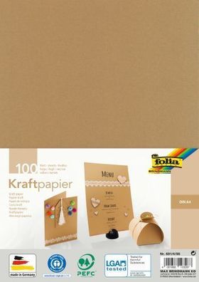 folia 691/4/98 folia Kraftpapier, 120 g/ qm, DIN A4, 100 Blatt