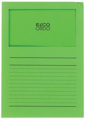 ELCO 7369562 Sichtmappen Ordo classico grün 120g 10 Stück Sichtfenster und Linien