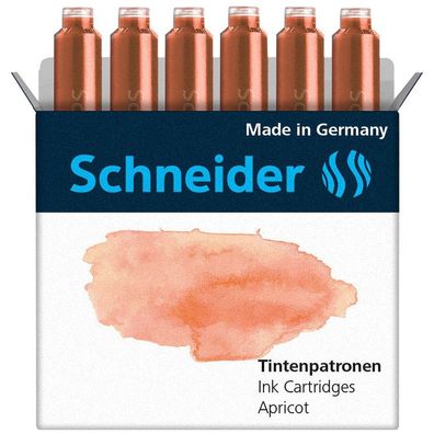 Schneider 166107 6x Pastell Tintenpatronen für Füller cognac