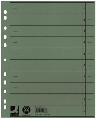 Q-Connect® KF02788 Trennblätter durchgefärbt - A4 Überbreite, grün, 100 Stück