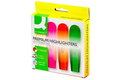 Q-Connect® KF16041 Textmarker Premium - ca. 2 - 5 mm Premium - Etui mit 4 Farben