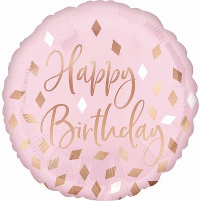 amscan® 4211601 Folienballon Blush Happy Birthday - Ø 45 cm