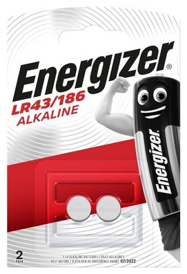 Energizer E301536501 Knopfzellen-Batterie Alkaline LR43/186/ AG12 1,5Volt 2 Stück