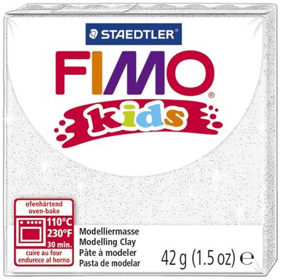 FIMO 8030-052 kids Modelliermasse ofenhärtend glitter-weiß 42 g(PL)