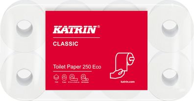 KATRIN® 223050620 Toilettenpapier Classic Eco 3-lagig weiß 8 Rollen à 250 Blatt