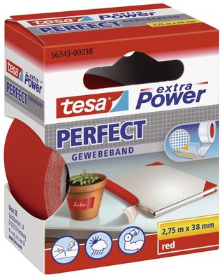 Tesa® 56343-00038-03 Gewebeklebeband extra Power Gewebeband, 2,75 m x 38 mm, rot