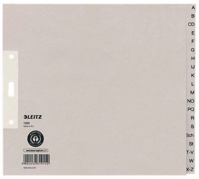 Leitz 1200-00-85 1200 Register - A - Z, Papier, A4 Überbreite, 21 cm hoch, 20 ...