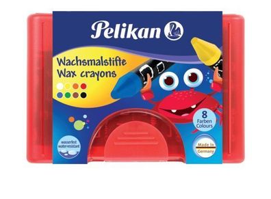 Pelikan 720748 Wachsmalstift 665/8 rund 8 Farben Box mit 8 Stück + 1 Schaber(T)