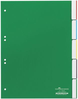 Durable 6220 05 Register - Hartfolie, blanko, grün, A4, 5 Blatt