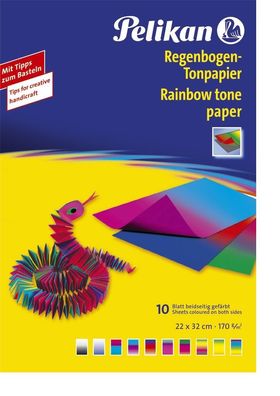 Pelikan 137968 Tonzeichenpapier 240 M/10, Mappe mit 10 Blatt in 10 Farben
