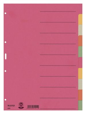 Leitz 4359-00-00 Register - Karton, blanko, A4, 10 Blatt, farbig(S-P)
