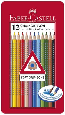Faber-Castell 112413 Buntstift Colour GRIP - 12 Farben, Metalletui