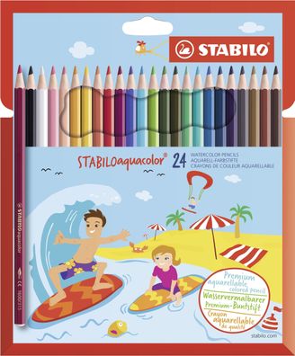 Stabilo® 1624-6 aquacolor® Aquarell-Buntstift - Kartonetui mit 24 Stiften