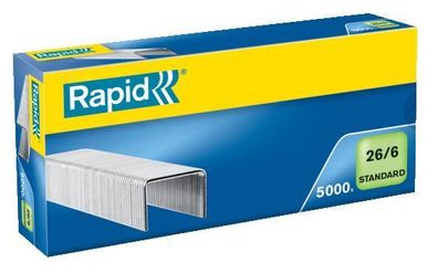 Rapid 24861800 Heftklammern 26/6mm Standard, verzinkt, 5000 Stück