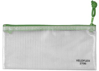 Veloflex® 2706000 Reißverschlusstaschen - transparent/ grün, A6, 200 x 100 mm