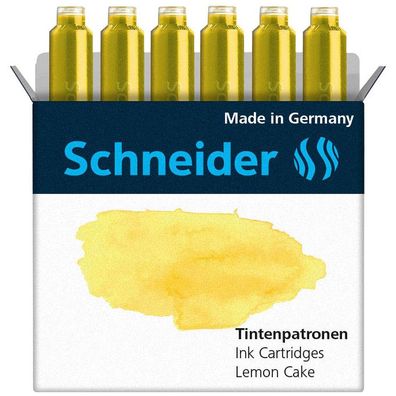 Schneider 166125 6x Pastell Tintenpatronen für Füller Lemon Cake