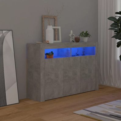 Sideboard mit LED-Leuchten Betongrau 115,5x30x75 cm