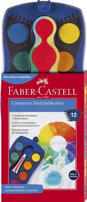 FABER-CASTELL 125001 Connector Farbkasten - 12 Farben, inkl. Deckweiß, blau(S)