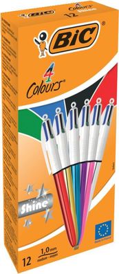 BIC 964775 12er 4-Farben-Kugelschreiber 4 Colours Shine farbsortiert Schreibfarbe ...