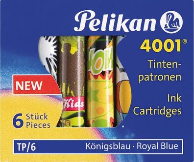 Pelikan® 338244 Tintenpatrone 4001® TP/6, königsblau, Etui mit 6 bunt bedruckten ...