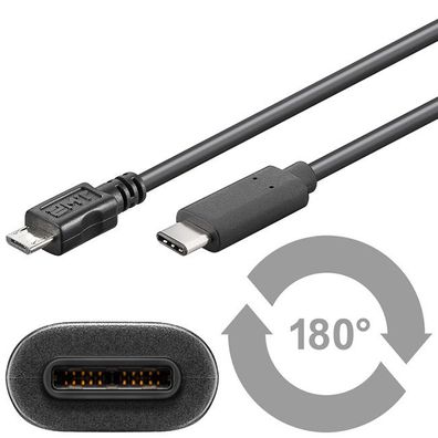 Goobay 67993 USB 2.0 Kabel USB-C™ auf Micro-B 2.0, schwarz, 1 m - USB 2.0-Micro-St...