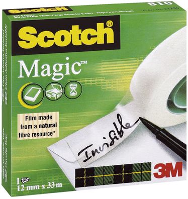 Scotch® M8101233 Klebeband Magic 810, Zellulose Acetat, unsichtbar, beschriftbar, ...