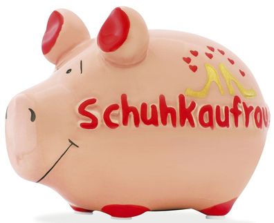 KCG 100854 Spardose Schwein "Schuhkaufrausch" - Keramik, klein