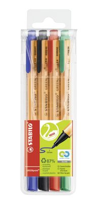 Stabilo® 6088/4 Faserschreiber GREENpoint®, 0,8 mm, Etui mit 4 Stiften