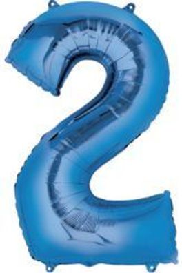 amscan® 2827601 Folienballon XXL Zahl 2 - blau