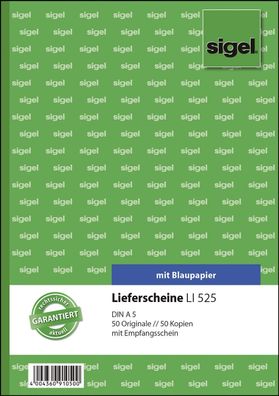 Sigel® LI525 Lieferscheine mit Empfangsschein A5 1. und 2. Blatt bedruckt 2 x 50 ...
