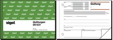 Sigel® QU625 Quittungen mit Sicherheitsdruck - A6 quer, MP, BL, 2 x 50 Blatt