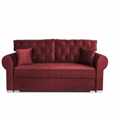 FURNIX Schlafsofa Monat 3 Personen Couch mit Armlehnen PR8801 Kirsche