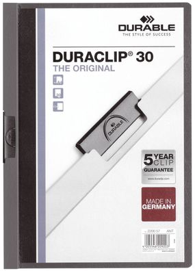 Durable 2200 57 Klemm-Mappe Duraclip® 30, DIN A4, anthrazit/ grau