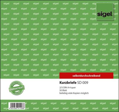 Sigel® SD009 Kurzbriefe CFB - 2/3 A4, SD, 50 Blatt