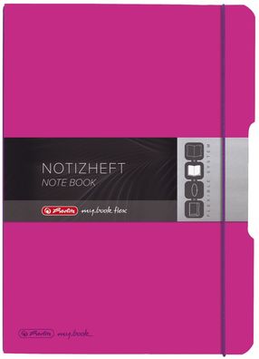 Herlitz 11361474 Notizheft flex PP - A4, liniert/ kariert, 2x 40 Blatt, pink