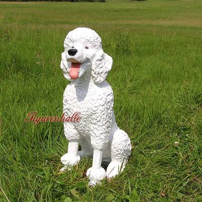 Hund Bello Hundefigur Figur Statue Skulptur Pudel Königspudel weiß Aufstellfigur