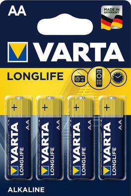 VARTA 04106110414 Batterien Longlife - Mignon/ LR06/ AA, 1,5 V, 4er Pack