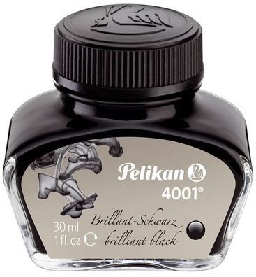 Pelikan® 301051 Tinte 4001® - 30 ml Glasflacon, brillant-schwarz
