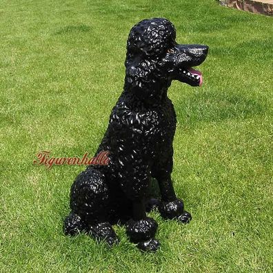 Hund Bello Hundefigur Figur Statue Skulptur Pudel Königspudel schwarz Aufstellfigur