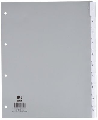 Q-Connect® KF01853 Register - blanko, PP, A4 Überbreite, 10 Blatt, grau
