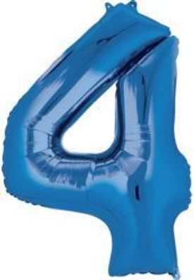 amscan® 2828201 Folienballon XXL Zahl 4 - blau