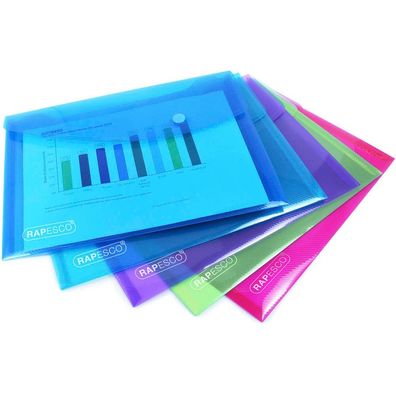 Rapesco® 689 5x Dokumententaschen farbsortiert genarbt(T)