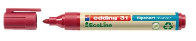 Edding 4-31002 31 Flipchartmarker EcoLine - nachfüllbar, 1,5 - 3 mm, rot