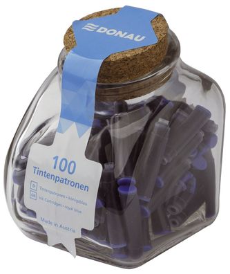 DONAU 4610000-10 Tintenpatronen - königsblau, 100 Stück im Glas