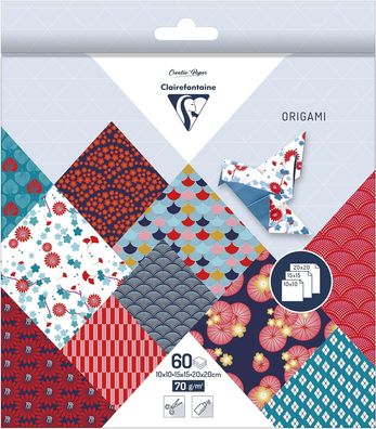 Clairefontaine 95347C - Pack mit 60 Blatt Origamipapier, mit 3 Formaten, 10 x ...